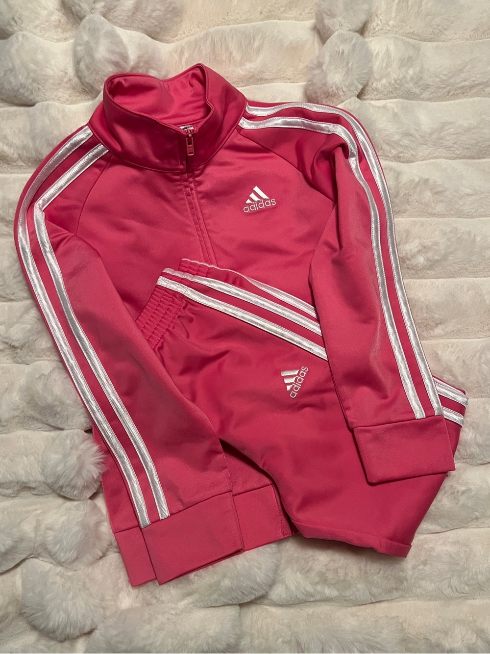 adidas Girls size 5 Pink Track Jacket & Pants with Stripes